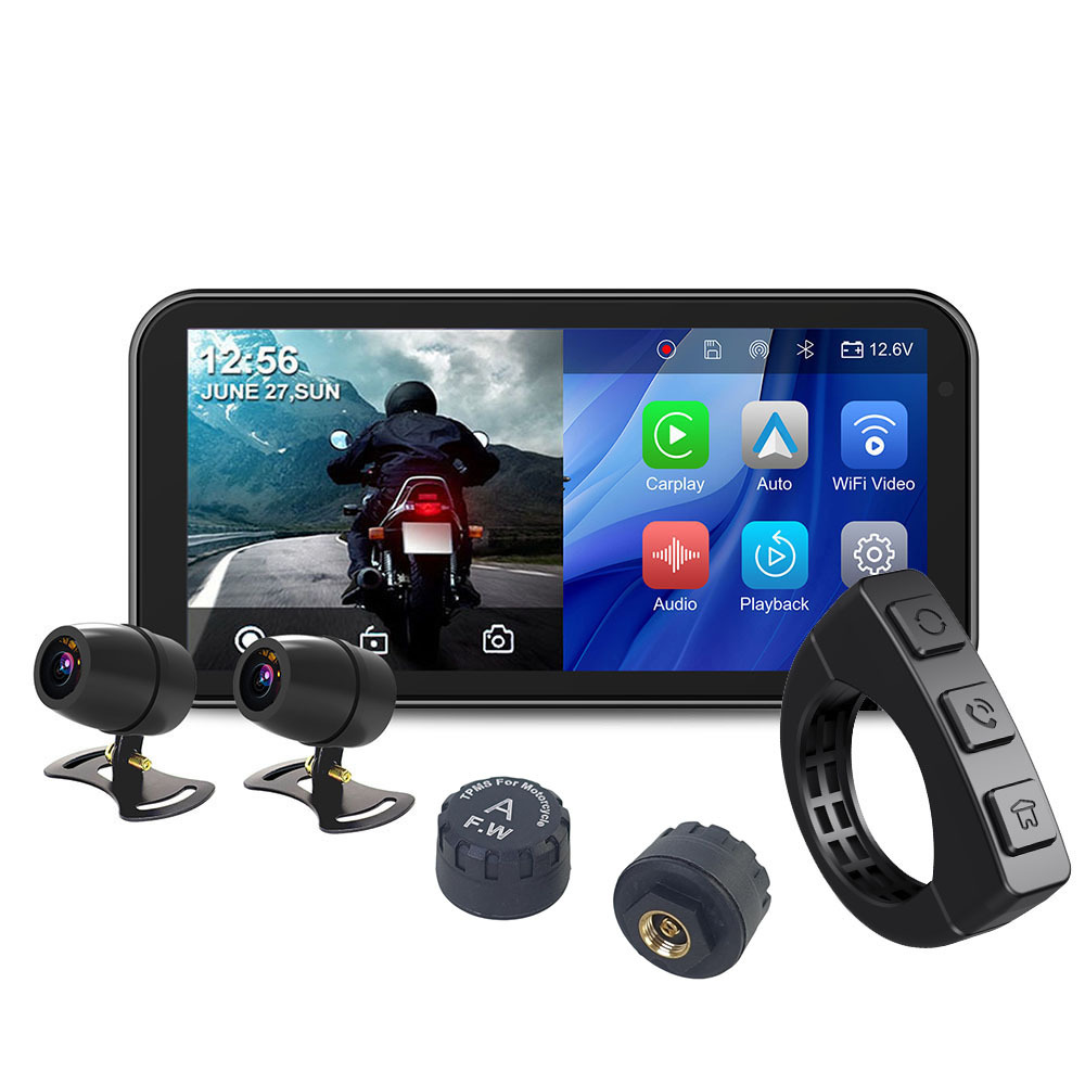 6.25Inch Wireless Motorcycle Carplay GPS Navigation System with Apple Carplay and Android Auto, Portable Moto Car Play Screen
